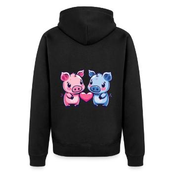 Cochons Couple Amour Semer Dans L’amour - Veste à capuche bio Premium Unisexe - noir - Dos - Nico (187cm)