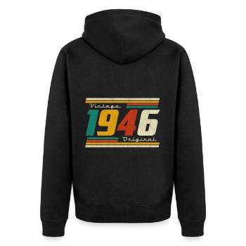 1946 Birthday Born In 1946 Retro Vintage - Unisex Premium Organic Zip Hoodie - black - Back - Nico (187cm)
