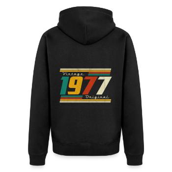 1977 Anniversaire Né En 1977 Rétro Vintage - Veste à capuche bio Premium Unisexe - noir - Dos - Nico (187cm)