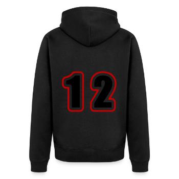 12 Nombre Collège - Veste à capuche bio Premium Unisexe - noir - Dos - Nico (187cm)