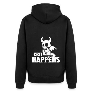 Crit Happens RPG - Unisex Premium Organic Zip Hoodie - black - Back - Nico (187cm)