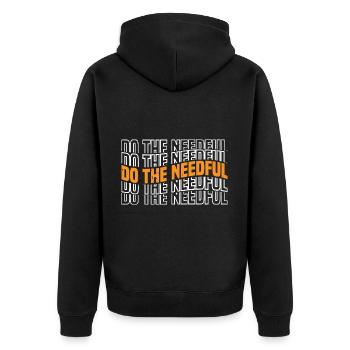 Do The Needful 3 - Unisex Premium Bio Zip Hoodie - Schwarz - Hinten - Nico (187cm)