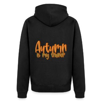 Autumn Is My Trainer 4 - Unisex Premium Bio Zip Hoodie - Schwarz - Hinten - Nico (187cm)