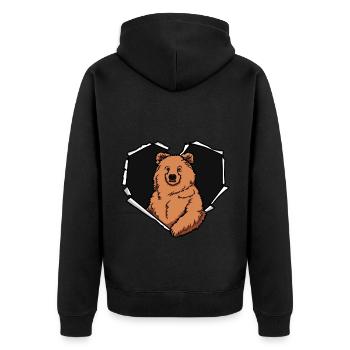 Bear Crack Torn Hole Coeur Ours Visage - Veste à capuche bio Premium Unisexe - noir - Dos - Nico (187cm)