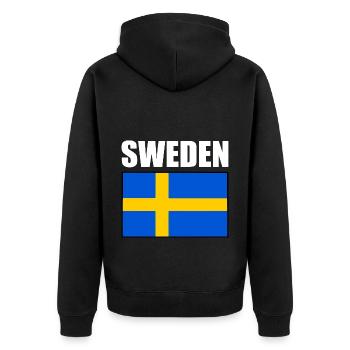 Sweden - Unisex Premium Organic Zip Hoodie - black - Back - Nico (187cm)