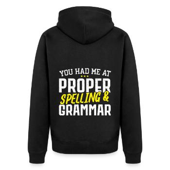 Ils m’ont eu à l’orthographe et Grammati - Veste à capuche bio Premium Unisexe - noir - Dos - Nico (187cm)