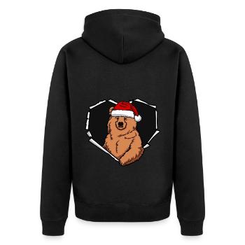 Bear crack torn perforated cap - Unisex Premium Organic Zip Hoodie - black - Back - Nico (187cm)
