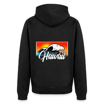 Hawaii Surfer Wellen Wellenreiten Sommer Urlaub. - Unisex Premium Bio Zip Hoodie - Schwarz - Hinten - Nico (187cm)