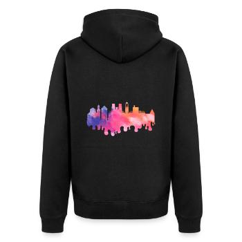 Rennes France City Skyline Splash Coloré - Veste à capuche bio Premium Unisexe - noir - Dos - Nico (187cm)