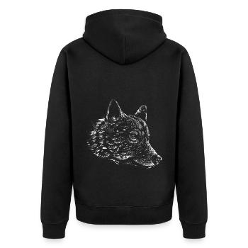 Wolf Realistic Drawing Line Lines Wolf - Unisex Premium Organic Zip Hoodie - black - Back - Nico (187cm)
