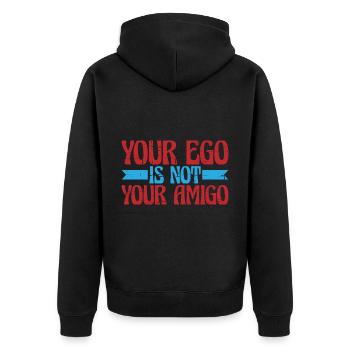 Your Ego Is Not Your Amigo 13 - Unisex Premium Bio Zip Hoodie - Schwarz - Hinten - Nico (187cm)