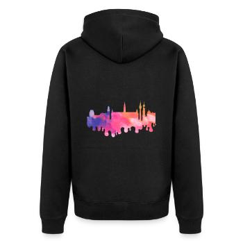 Hambourg Allemagne City Skyline Splash Coloré - Veste à capuche bio Premium Unisexe - noir - Dos - Nico (187cm)