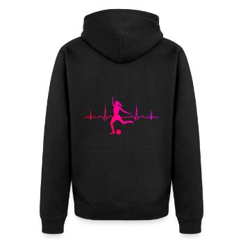 Herren Damen Fussballer Fussballspieler Fussball - Unisex Premium Bio Zip Hoodie - Schwarz - Hinten - Nico (187cm)