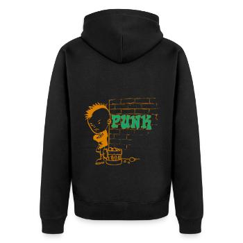 Punk Musik Punker Punkrock Irokesenschnitt Rocker - Unisex Premium Bio Zip Hoodie - Schwarz - Hinten - Nico (187cm)