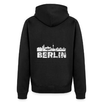 Berlin Germany City Font Skyline Broken - Unisex Premium Organic Zip Hoodie - black - Back - Nico (187cm)