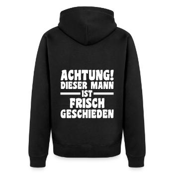 Geschieden Scheidung Scheidungsparty - Unisex Premium Bio Zip Hoodie - Schwarz - Hinten - Nico (187cm)