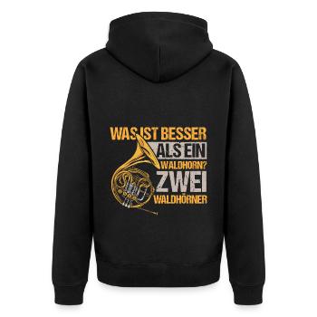 Waldhorn Musik Musikverein - Unisex Premium Bio Zip Hoodie - Schwarz - Hinten - Nico (187cm)