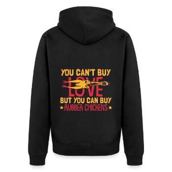 Rubber Chicken - Unisex Premium Organic Zip Hoodie - black - Back - Nico (187cm)