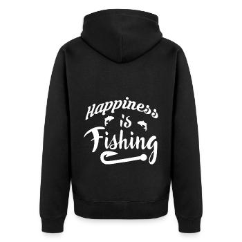 Happiness is fishing - - Unisex Premium Organic Zip Hoodie - black - Back - Nico (187cm)