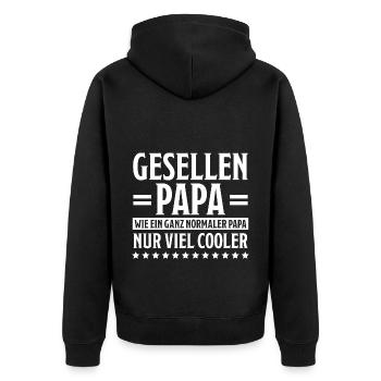 Geselle Lustiger Spruch Gesellenprüfung Geschenk - Unisex Premium Bio Zip Hoodie - Schwarz - Hinten - Nico (187cm)