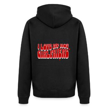 I Love My Hot Girlfriend Partygeschenk Fortgehen - Unisex Premium Bio Zip Hoodie - Schwarz - Hinten - Nico (187cm)
