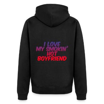 I Love My Smokin' Hot Boyfriend 3 - Unisex Premium Bio Zip Hoodie - Schwarz - Hinten - Nico (187cm)