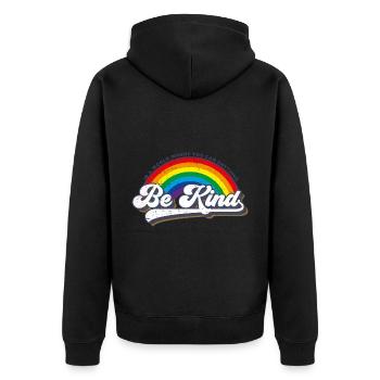 Be Kind LGBT Regenbogen - Unisex Premium Bio Zip Hoodie - Schwarz - Hinten - Nico (187cm)