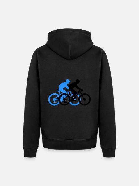 Mountain Bike Bicycle Man Silhouette - Unisex Premium Organic Zip Hoodie - black