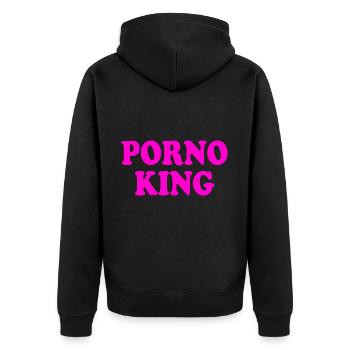 Porno king - Unisex Premium Bio Zip Hoodie - Schwarz - Hinten - Nico (187cm)