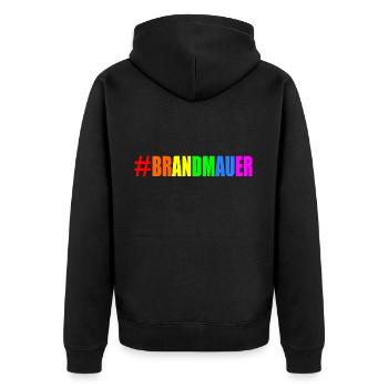 brandmauer - Unisex Premium Bio Zip Hoodie - Schwarz - Hinten - Nico (187cm)