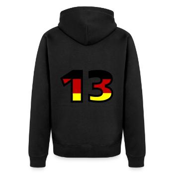 13 Numéro Allemagne Jersey - Veste à capuche bio Premium Unisexe - noir - Dos - Nico (187cm)