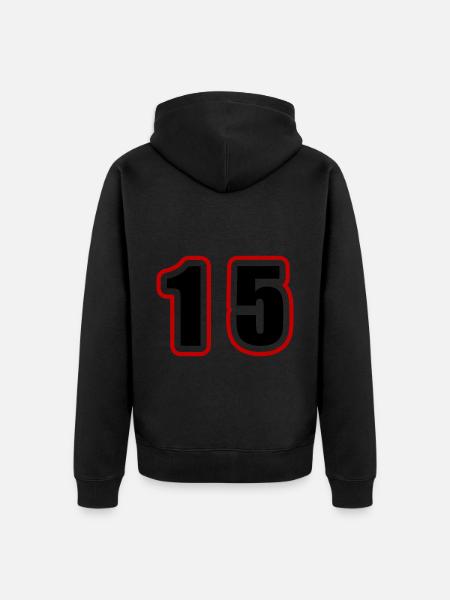 15 Number College - Unisex Premium Organic Zip Hoodie - black