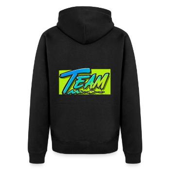 team - Unisex Premium Organic Zip Hoodie - black - Back - Nico (187cm)