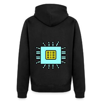 Digital Computer Chip Icon - Unisex Premium Bio Zip Hoodie - Schwarz - Hinten - Nico (187cm)