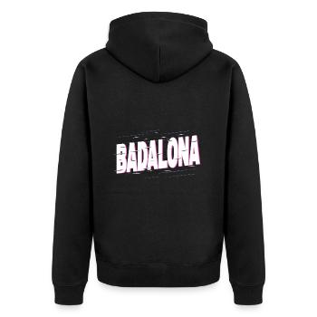 Badalona Spanien Stadt Schrift Urlaub Heimat Liebe - Unisex Premium Bio Zip Hoodie - Schwarz - Hinten - Nico (187cm)