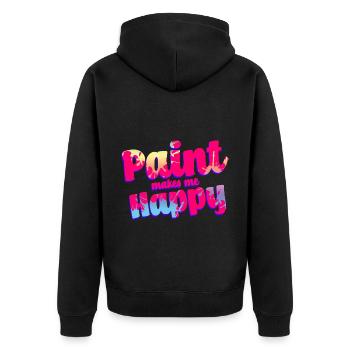 Paint Makes Me Happy - Unisex Premium Organic Zip Hoodie - black - Back - Nico (187cm)