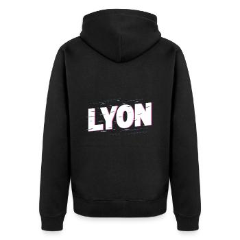 Lyon Frankreich Stadt Schrift Heimat Liebe - Unisex Premium Bio Zip Hoodie - Schwarz - Hinten - Nico (187cm)