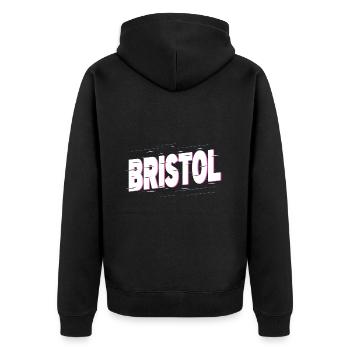 Bristol England UK Stadt Schrift Heimat Liebe - Unisex Premium Bio Zip Hoodie - Schwarz - Hinten - Nico (187cm)