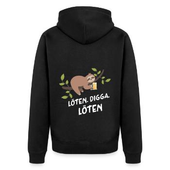 Löten Digga Löten - Unisex Premium Bio Zip Hoodie - Schwarz - Hinten - Nico (187cm)