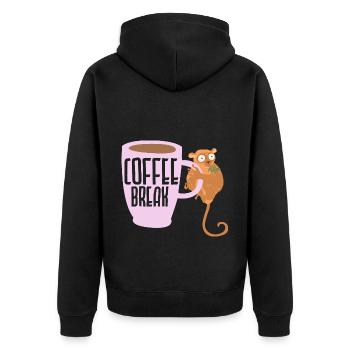 Pause café Tarsier Whisperer Buveur de caféine - Veste à capuche bio Premium Unisexe - noir - Dos - Nico (187cm)