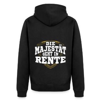 Rentner die Majestät Rente Renteneintritt - Unisex Premium Bio Zip Hoodie - Schwarz - Hinten - Nico (187cm)