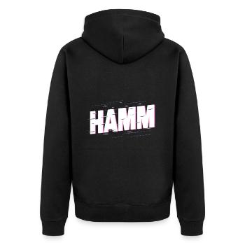 Hamm Deutschland Stadt Schrift Heimat Liebe - Unisex Premium Bio Zip Hoodie - Schwarz - Hinten - Nico (187cm)