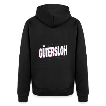 Gütersloh Deutschland Stadt Schrift Heimat Liebe - Unisex Premium Bio Zip Hoodie - Schwarz - Hinten - Nico (187cm)