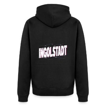 Ingolstadt Deutschland Stadt Schrift Heimat Liebe - Unisex Premium Bio Zip Hoodie - Schwarz - Hinten - Nico (187cm)