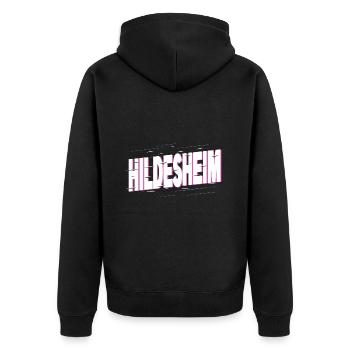 Hildesheim Deutschland Stadt Schrift Heimat Liebe - Unisex Premium Bio Zip Hoodie - Schwarz - Hinten - Nico (187cm)