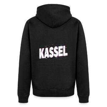 Kassel Germany City Font Home Love - Unisex Premium Organic Zip Hoodie - black - Back - Nico (187cm)