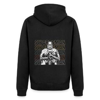 Schwert Geek Fechten - Unisex Premium Bio Zip Hoodie - Schwarz - Hinten - Nico (187cm)