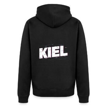 Kiel Allemagne City Font Accueil Amour - Veste à capuche bio Premium Unisexe - noir - Dos - Nico (187cm)