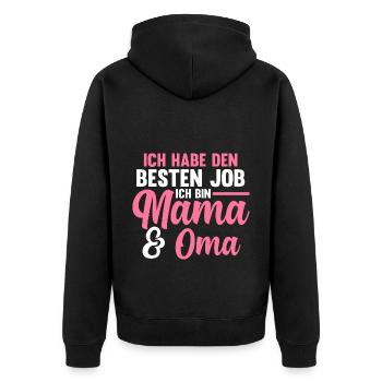 Großmutter Großmama Omi Oma - Unisex Premium Bio Zip Hoodie - Schwarz - Hinten - Nico (187cm)
