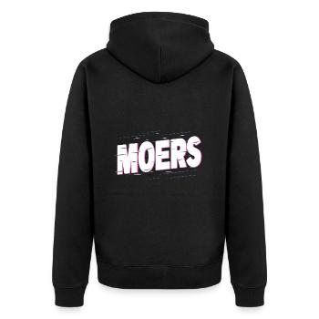 Moers Deutschland Stadt Schrift Heimat Liebe - Unisex Premium Bio Zip Hoodie - Schwarz - Hinten - Nico (187cm)